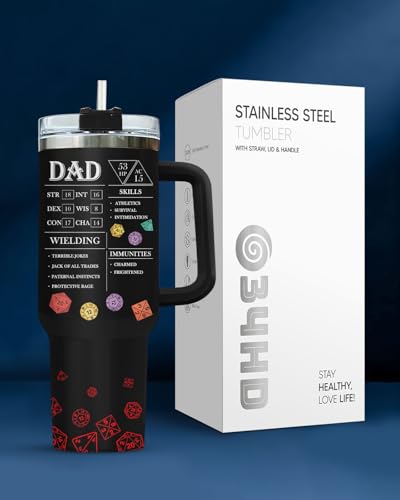 Dad Dungeon Daddy DND 40 oz Tumbler with Handle