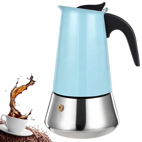 2 Cup Stovetop Espresso Maker Stainless Steel Moka Pot Stove Top Percolator Italian Coffee Makers Capable Mocha Greca Machine Cafe Classic Induction Cookers for Home and Camping 100ml 3.3oz