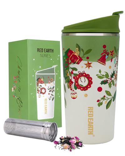 17oz Christmas Tea Cup with Infuser and Lid