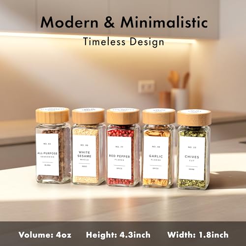 Glass Spice Jars with Label (24 Count)