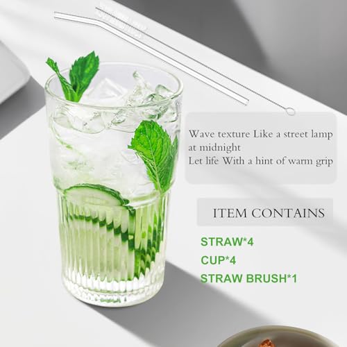 18.5oz Glass Cups with Lids and Straws (20 Count)