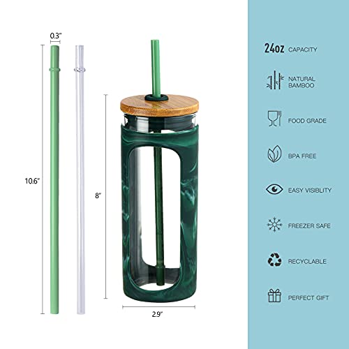20oz Glass Tumbler with Straw and Lid