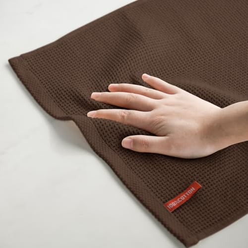 100% Cotton Beige Dark Coffee Brown Waffle Weave Kitchen Dish Cloths (6 Count)