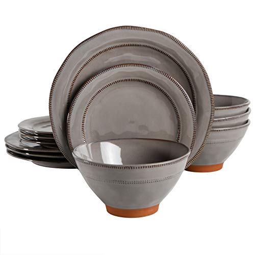 Terranea Round Reactive Glaze Terra Cotta Dinnerware Set