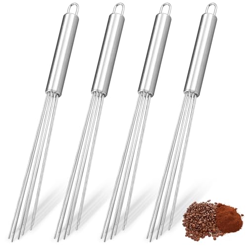 4 Pcs Barista Whisk Tool 11.5 Inch Long Handle 10 Needles Stirrer (4 Count)