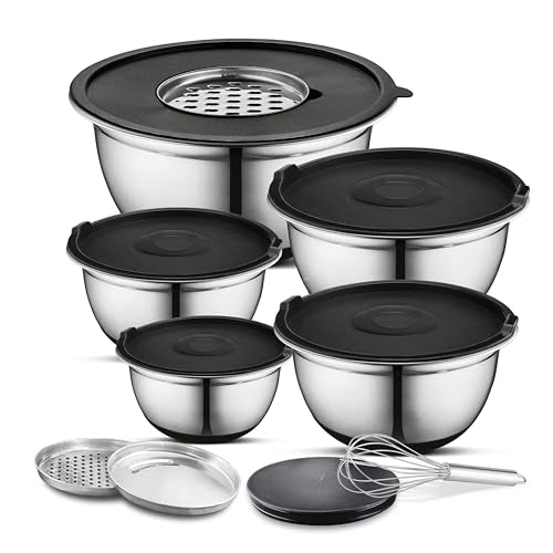 Premium Brushed Stainless Steel Mixing Bowls Sets (5 Count)