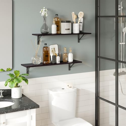 Wall Shelves 23.6" Long Floating Shelves with Metal Brackets (2 Count)