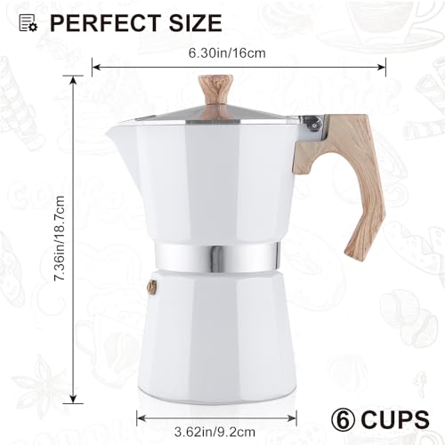 Stovetop Espresso Maker Aluminum Moka Pot 6 Cups Cuban Coffee Maker Stovetop Coffee Maker Moka Italian Espresso (6 Count)