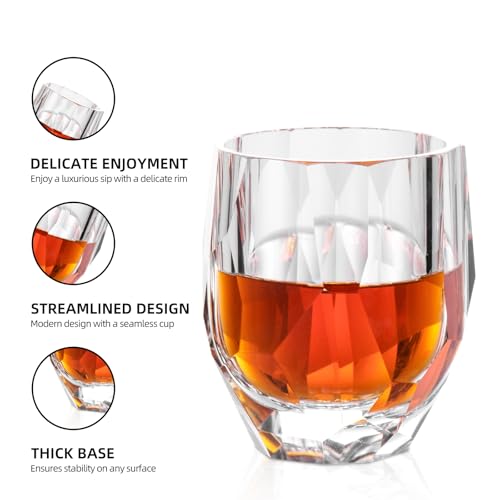 Crystal Whiskey Glasses Set of 2 Handcrafted Old Fashioned Glasses (2 Count)