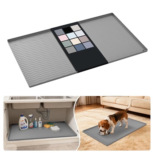 Waterproof Silicone Under Sink Mat 37'' x 22'' Shelf Liner for Kitchen and Bathroom