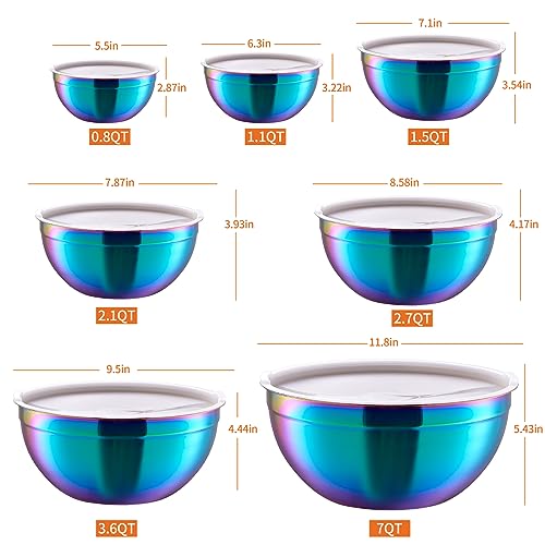 Rainbow Mixing Bowls With Airtight Lids