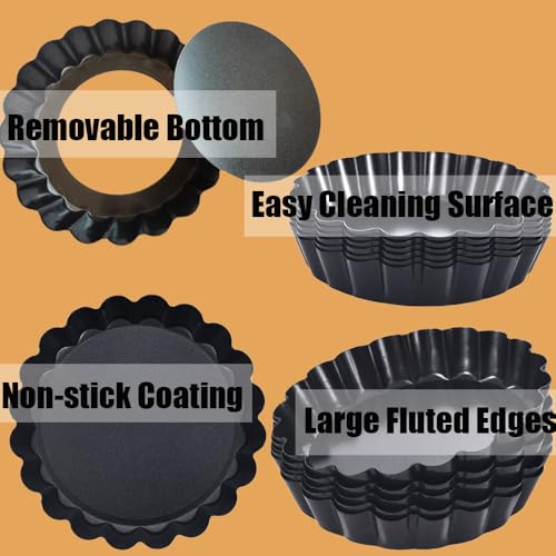 Mini Tart Pans 4 Inch with Removable Bottom Quiche Pans 16PACKS