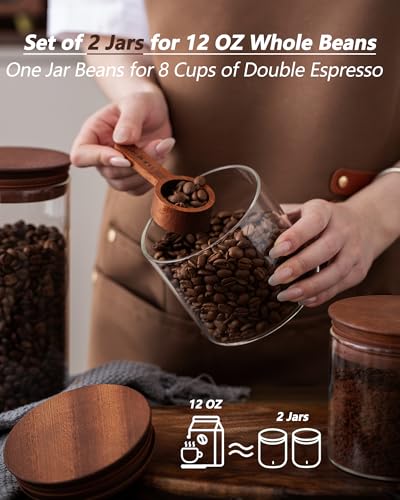 17 oz Coffee Canister with Scoop and Wooden Lids