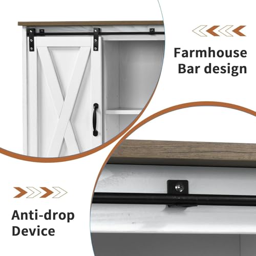 Coffee Bar Cabinet with Sliding Barn Doors