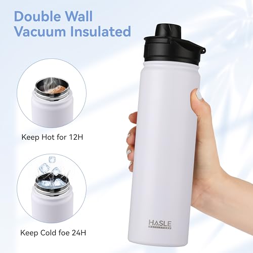 Insulated Water Bottle 22 oz Double Wall Stainless Steel Water Bottle Wide Mouth with Straw Lid & Spout Lid Keeps Cold or Hot