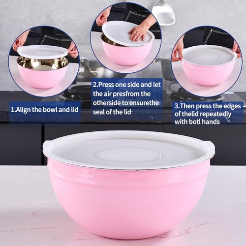 Pink Mixing Bowls With Airtight Lids