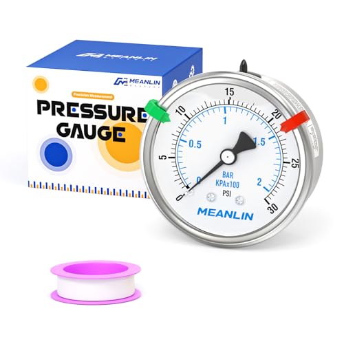 0~30Psi Liquid Filled Pressure Gauge Stainless Steel 2.5" FACE DIAL 1