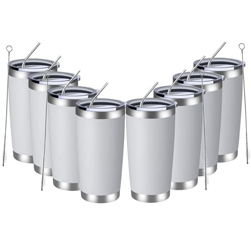 20oz Tumbler 8 Pack Double Wall Vacuum Insulated Travel Mug Bulk (8 Count)