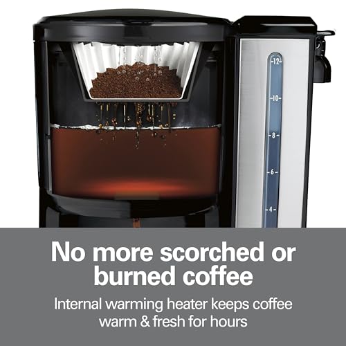 One Press Programmable Dispensing 12 Cup Coffee Maker with Internal Coffee Pot