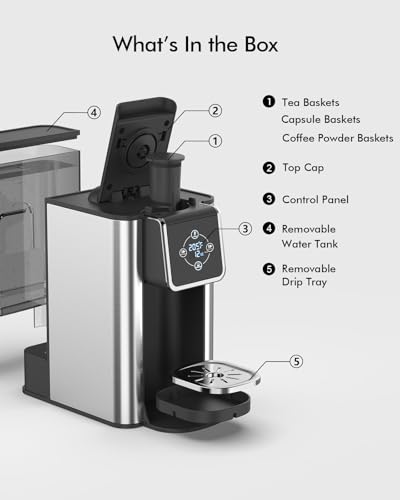 3-in-1 Single Serve Coffee Maker, 50oz Fast Brew Tea & Coffee Machine