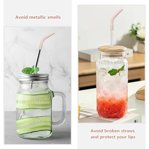18Pcs Silicone Straw Tips and Pedestals Rubber Tips for Metal Straws (18 Count)