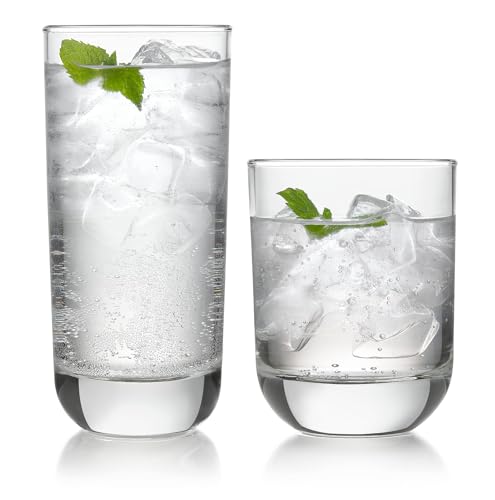 Polaris Tumbler & Rocks Drinking Glasses Set of 16 (16 Count)