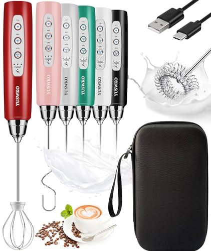 Red Rechargeable Milk Frother for Coffee