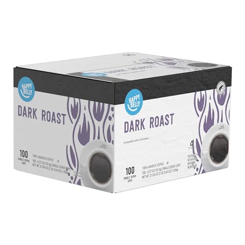 Amazon Brand Happy Belly Dark Roast Coffee Pods (100 Count)