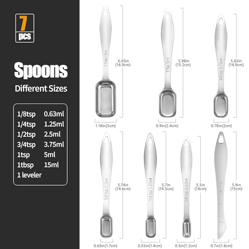 18 8 Stainless Steel Measuring Spoons with Long Handle