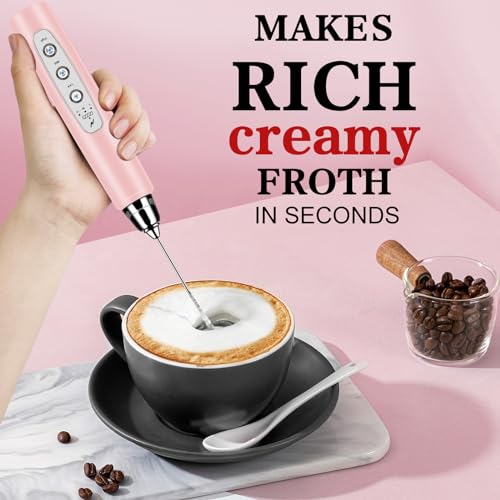 Milk Frother Wand Rechargeable Handheld Whisk Coffee 3 Speed Adjustable