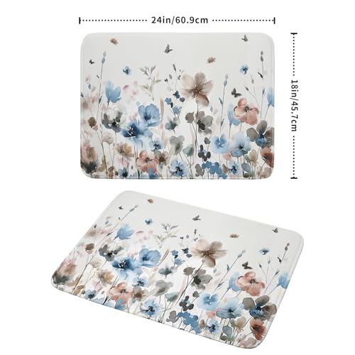Watercolor Floral Dish Drying Mat