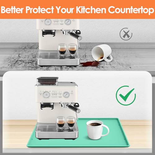 Silicone Coffee Maker Mat with Lip for Countertops