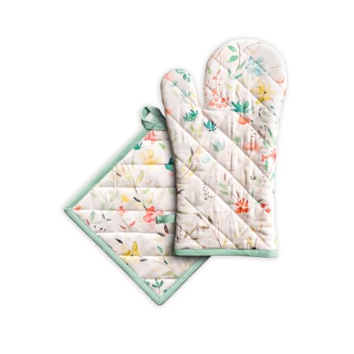 100% Cotton Oven Mitt & Pot Holder Set
