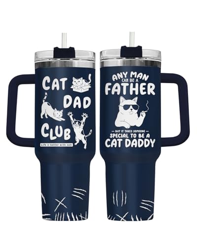 Cat Dad Club Funny 40 oz Tumbler with Handle