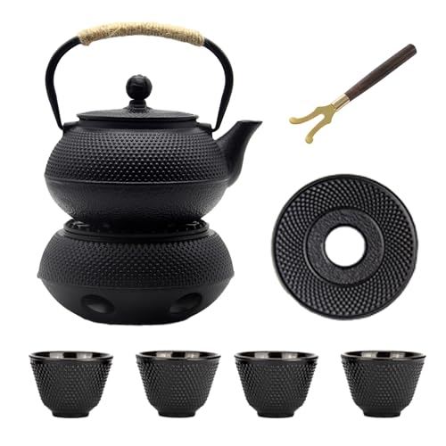 20.3oz Small Cast Iron Teapot Set with Warmer