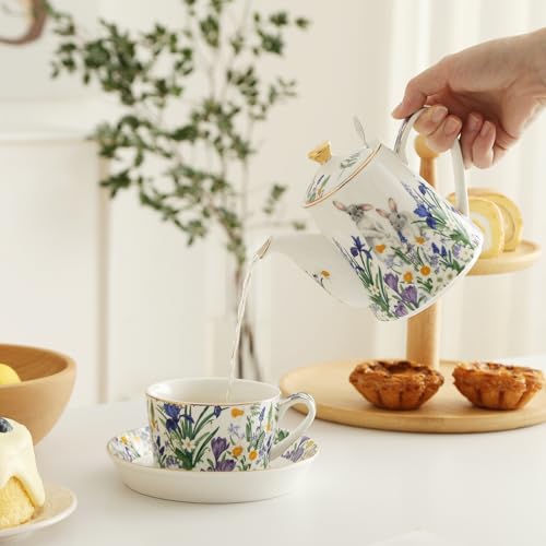 Porcelain Tea Set with Removable Stainless Steel Infuser for Afternoon Tea