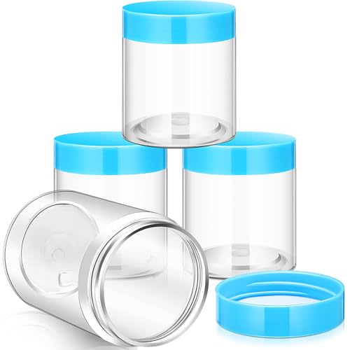 4 Pcs Plastic Jars Wide Mouth with Lids (4 Count)