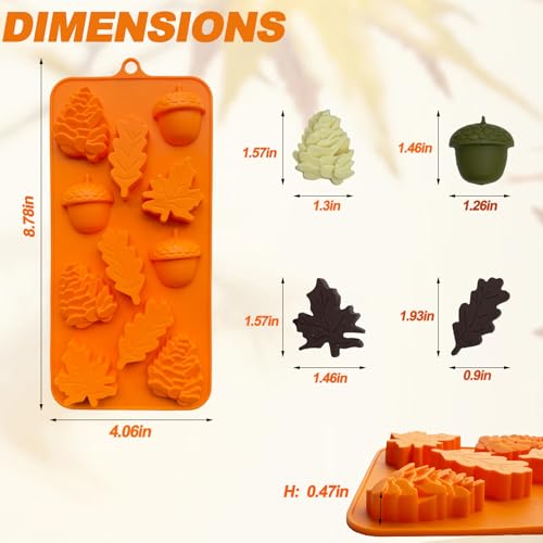 3Pack Fall Chocolate Mold Thanksgiving Silicone Candy Molds Halloween Autumn Harvest Festival Baking Mold Chestnuts (3 Count)