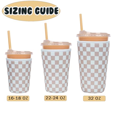 Reusable Insulated Neoprene Iced Coffee Cup Sleeve (3 Count)