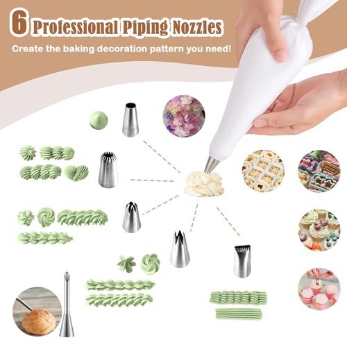 9 Piece Reusable Piping Bags and Tips Set with Stainless Steel Nozzles (9 Count)