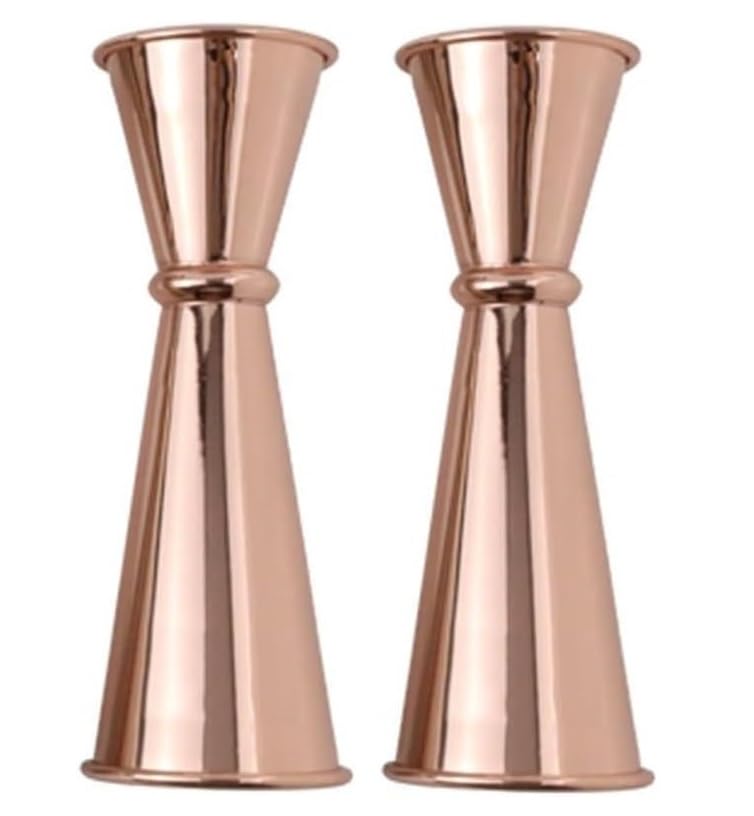 2-Piece Dual-Sided Bartending Jigger Set - 1oz & 2oz Measured Markings, 304 Stainless Steel, Food-Grade Cocktail Measuring Tool for Professional & Home Bars (Rose Gold) (2 Count)
