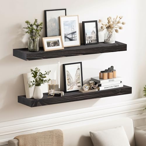 Solid Wood Floating Shelves (2 Count)