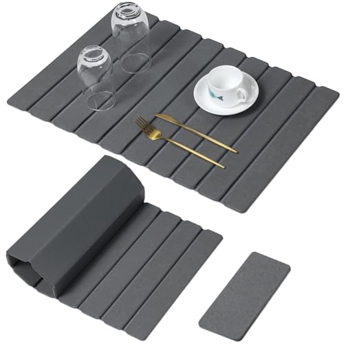 Large Stone Dish Drying Mat for Kitchen Counter (2 Count)