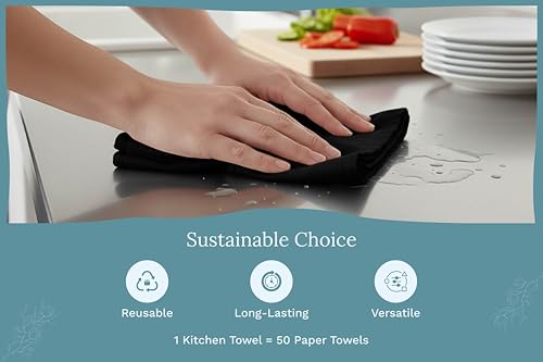 Organic Cotton Black Tea Towels (10 Count)