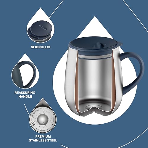 16 oz Insulated Coffee Mug with Lid and Handle