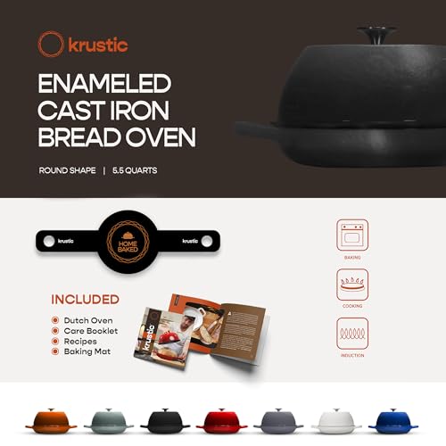 Enameled Cast Iron Dutch Oven for Sourdough Bread Baking