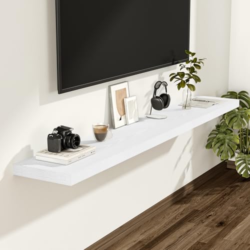 55 Inch White Floating Shelves 12 Deep (2 Count)