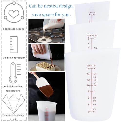 3 PCS Silicone Flexible Measuring Cups