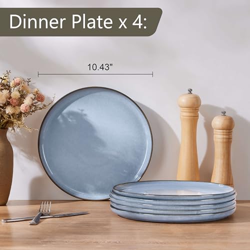 4 Piece Stoneware Dinner Plates Set