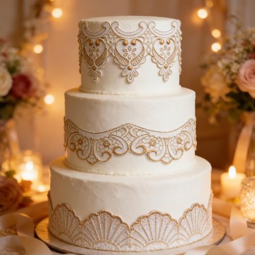 3pcs Baroque Embossed Cake Decorating Mold Lace Fondant Silicone